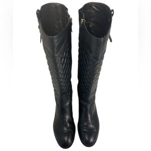 Talbots Tamera Black Leather Quilted Knee High Riding Boots Women’s Size 11M